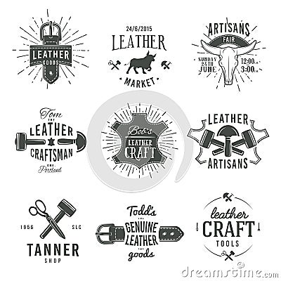 Second set of grey vector vintage craftsman logo Vector Illustration