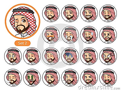 The second set of Saudi Arab man cartoon character design avatars Vector Illustration