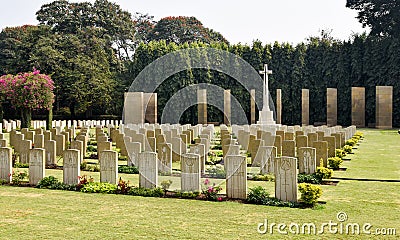 Second World war cemetery, memorial to soldiers Editorial Stock Photo