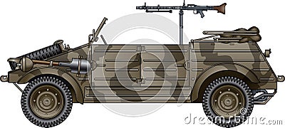 Second world war german military vehicle with mounted machine gun Vector Illustration