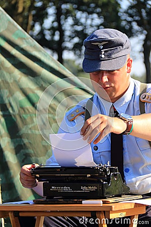Second world war II german officer typing report