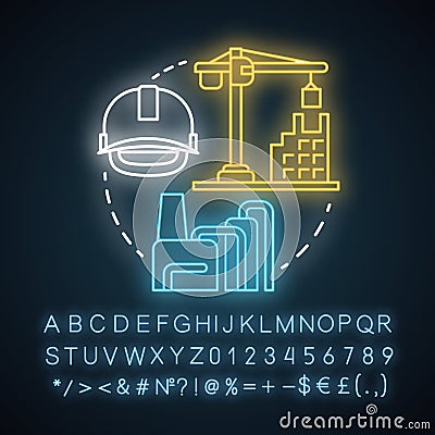 Secondary neon light concept icon. Processing and manufacturing industry idea. Economy sector. Heavy and light industry Vector Illustration