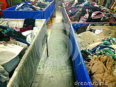 The Secondhand clothes in the market Stock Photo