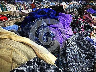 The Secondhand clothes in the market Stock Photo