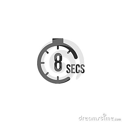 8 seconds Countdown Timer icon set. time interval icons. Stopwatch and time measurement. Stock Vector illustration isolated on Cartoon Illustration