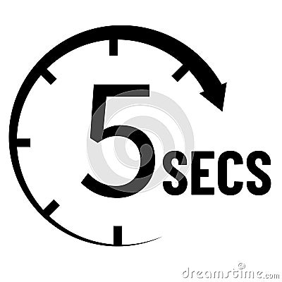 5 seconds countdown timer icon. time measure sign. time interval symbol. flat style Vector Illustration