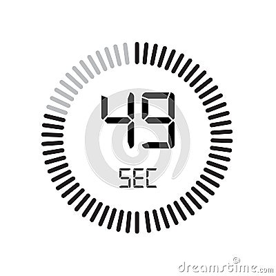 The 49 seconds icon, digital timer. clock and watch, timer, countdown symbol isolated on white background, stopwatch vector icon Vector Illustration