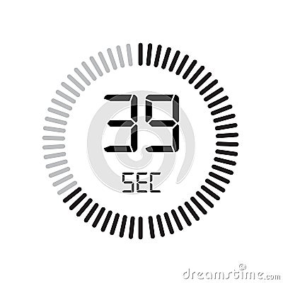 The 39 seconds icon, digital timer. clock and watch, timer, countdown symbol isolated on white background, stopwatch vector icon Vector Illustration