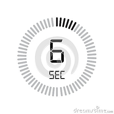 The 6 seconds icon, digital timer. clock and watch, timer, count Vector Illustration