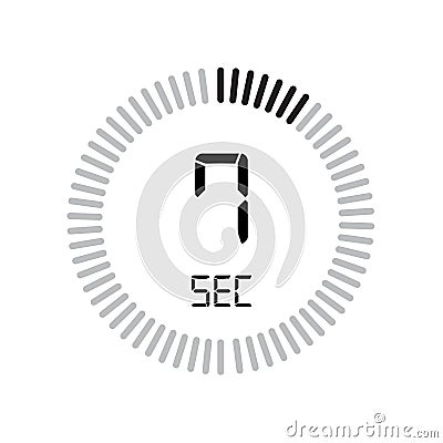 The 7 seconds icon, digital timer. clock and watch, timer, count Vector Illustration