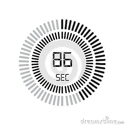 The 86 seconds icon, digital timer. clock and watch, timer, countdown symbol isolated on white background, stopwatch vector icon Vector Illustration
