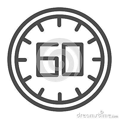 60 seconds line icon. 60 minutes time vector illustration isolated on white. One hour outline style design, designed for Vector Illustration