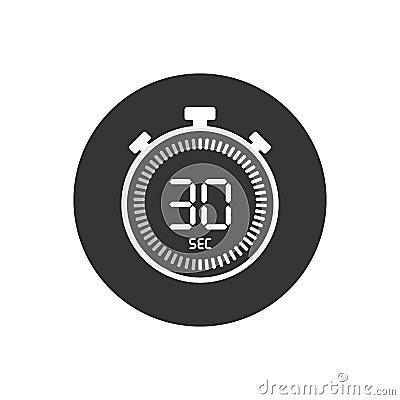 The 30 seconds, stopwatch vector icon, digital timer. Clock and watch, timer, countdown Vector Illustration