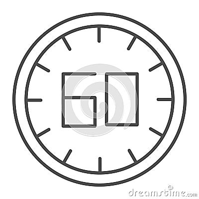 60 seconds thin line icon. 60 minutes time vector illustration isolated on white. One hour outline style design Vector Illustration