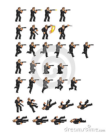 Secret Agent Game Sprite Vector Illustration