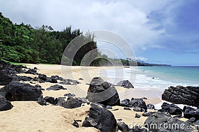 Secret Beach, Kauapea, Kauai, Hawaii, USA Stock Photo