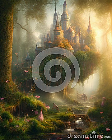 Secret castle, magic river, nature and environment Stock Photo