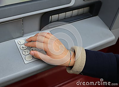 Secret code in the numeric keypad of the ATM Stock Photo