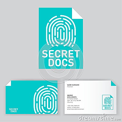 Secret Documents logo. Fingerprint icon. Security files system. Vector Illustration