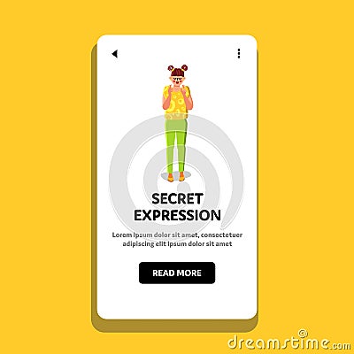 Secret Expression Woman Crossed Fingers Vector Illustration Vector Illustration