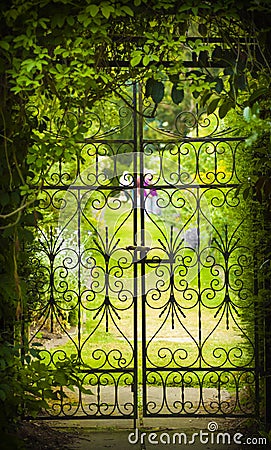 Secret Garden and Iron Gate Stock Photo