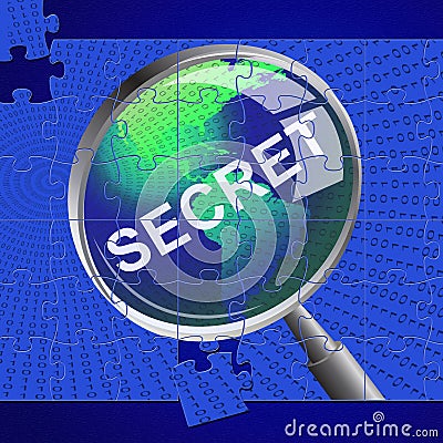 Secret Magnifier Indicates Searching Searches And Concealed Stock Photo