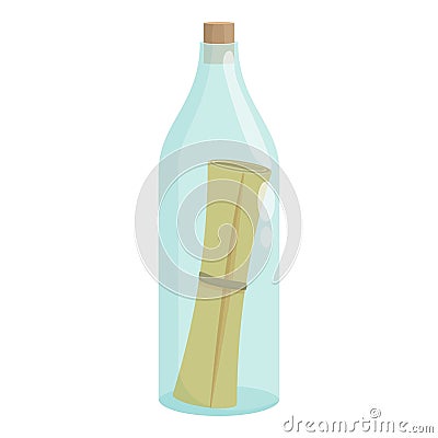 Secret message bottle icon cartoon vector. Sea letter Vector Illustration