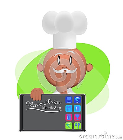 Secret Recipes Mobile App Chef Illustration Vector Illustration