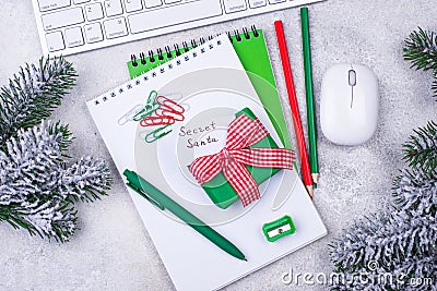 Christmas gift in office workplace Editorial Stock Photo