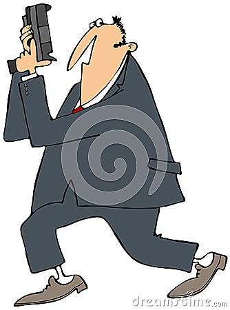 Secret Service agent Cartoon Illustration