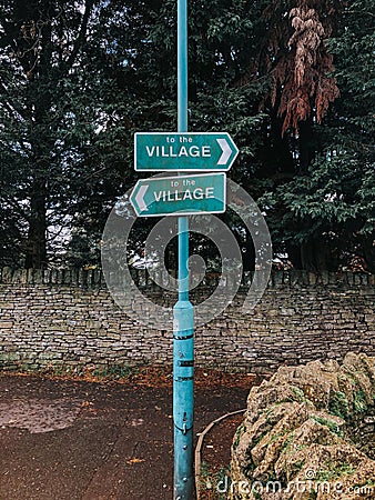 Secret sign in beautiful village of Cotswolds Stock Photo