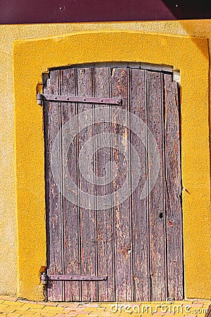 Secret wood door to escape undetected Stock Photo