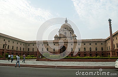 The Secretariat Building Dome in New Delhi, India Editorial Stock Photo