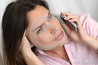 Secretary answering a call Stock Photo