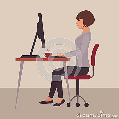 Secretary at desk Vector Illustration