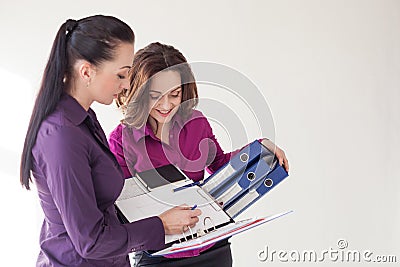 Secretary and Director of studying documents Stock Photo