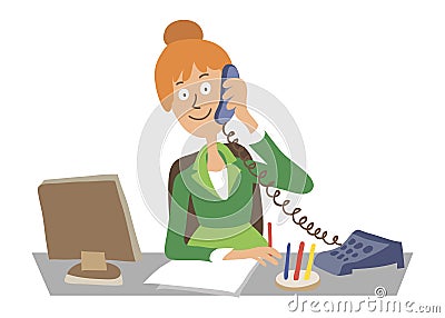 Secretary in the office Vector Illustration