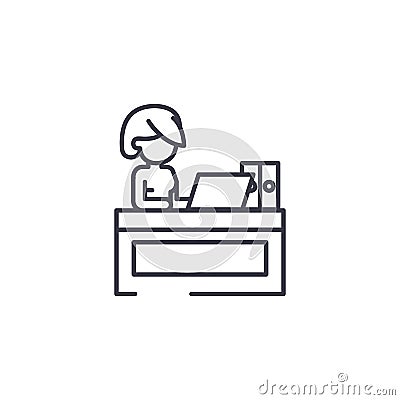 Secretary at office linear icon concept. Secretary at office line vector sign, symbol, illustration. Vector Illustration