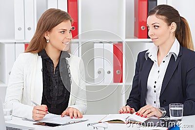 Secretary at the reception of the woman director. Stock Photo