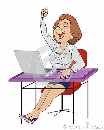 Secretary sitting at table Vector Illustration