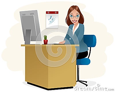 Secretary at workplace Vector Illustration
