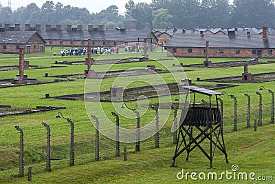 A section of the Auschwitz-Birkenau Concentration Camp at Oswiecim in Poland Editorial Stock Photo