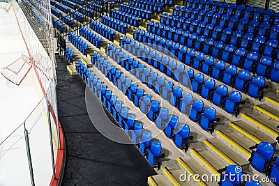 A Seat Section of Empty Ice Hockey Rink Stock Photo