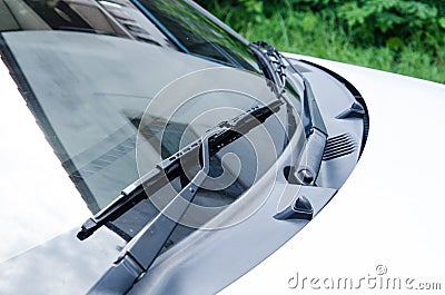 Windscreen bonnet and wipers Stock Photo