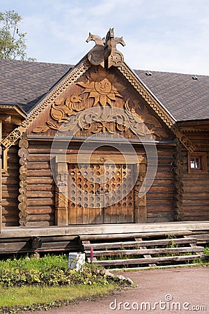 Section of log building Stock Photo