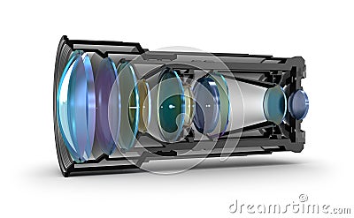 Sectional camera lens view Stock Photo