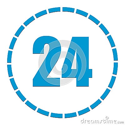 1-24 sectioned indicator circular chart, graph. Circle with 24 segments, sections info-graph element. Circular chart, graph as Vector Illustration