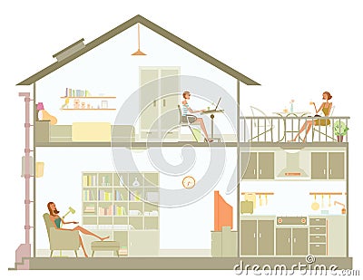 Sections of House Vector Illustration