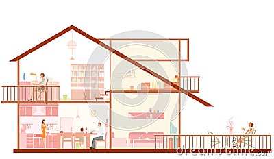 Sections of House Vector Illustration