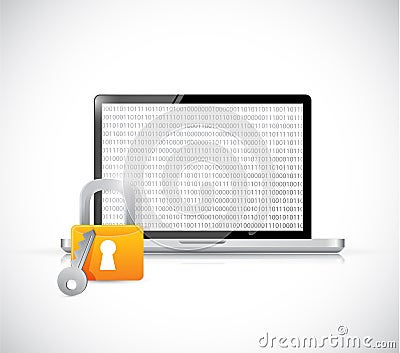 secure binary computer tablet illustration design Cartoon Illustration
